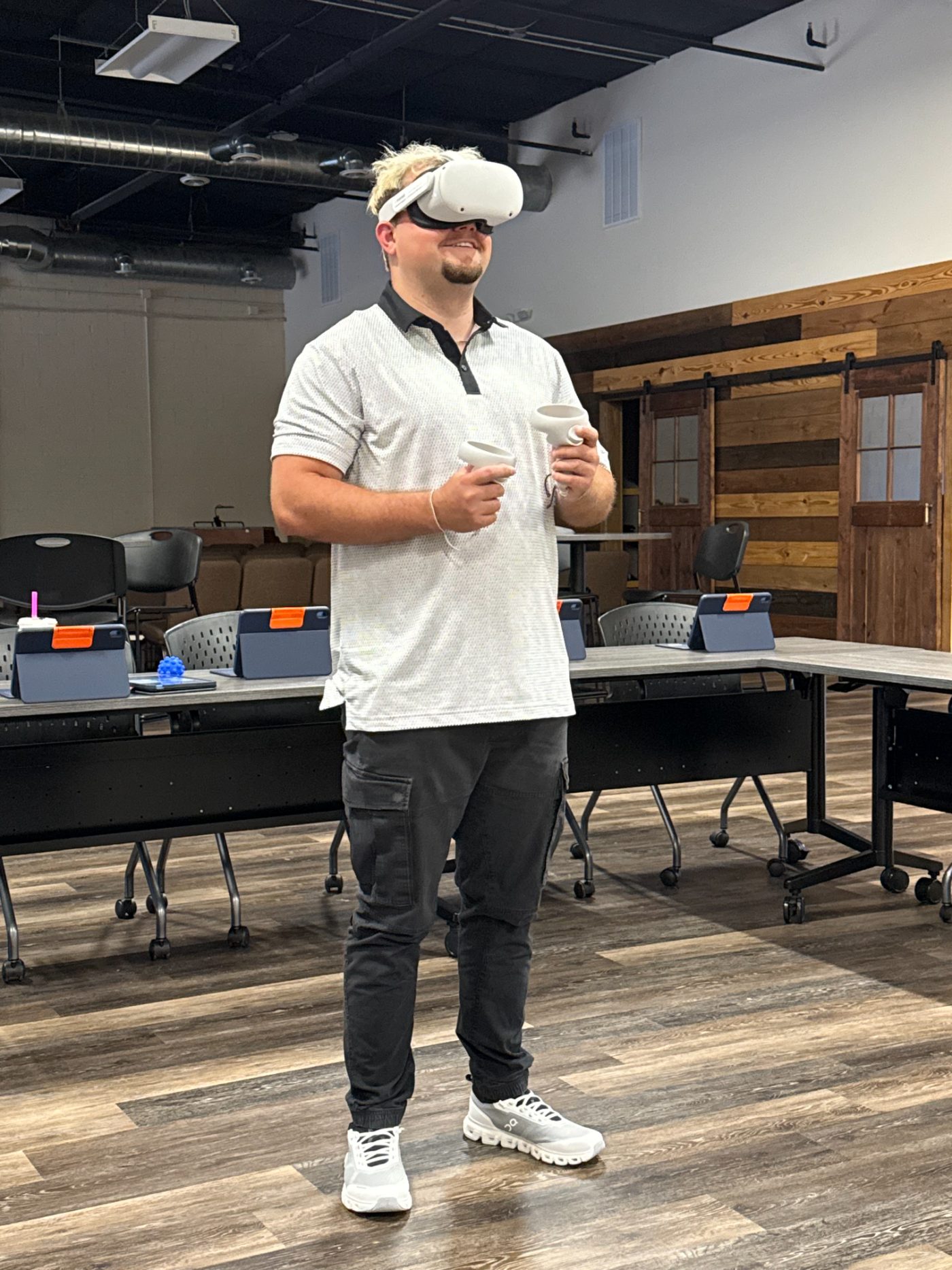 A participant exploring a career in virtual reality
